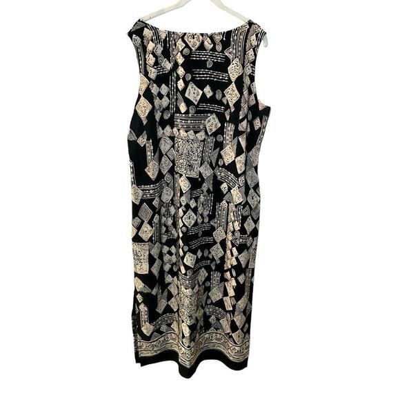 JM Collection SZ 1X Black Geo Print Sleeveless Round Neck Shift Mini Dress NWOT - Picture 2 of 4